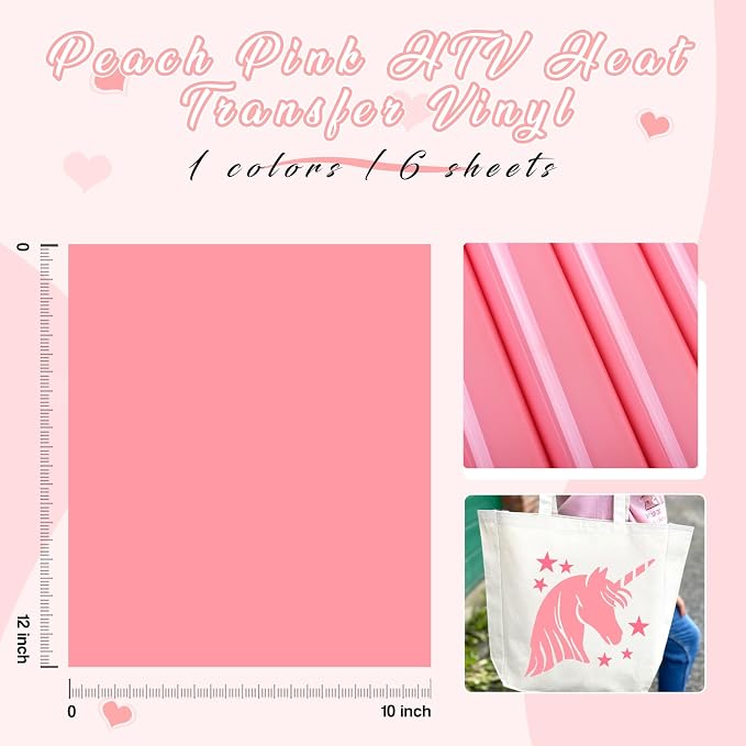 Tintnut Peach Pink Heat Transfer Vinyl, easy cut & weed, stretch washable - Image 2