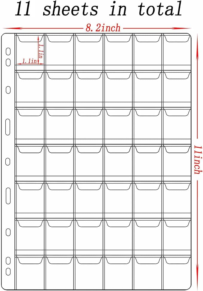 462 Pockets Coin Binder Collection Supplies Pages, Standard 9 Hole Coin - Image 2