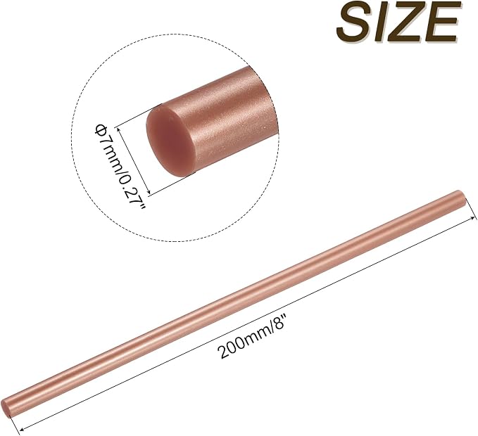 uxcell Mini Hot Glue Sticks for Glue Gun 7mm x 200mm Rose Gold 12pcs - Image 2