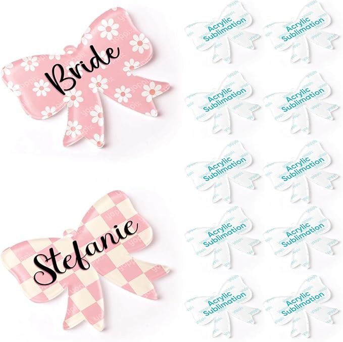 YOPPIX 10 Pcs Sublimation Bow Blanks, Sublimation Acrylic Bow Blanks Keychain by yoppix