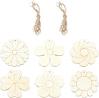 60 pcs 6 Styles Spring Flower Theme Undyed Wood Cutout Charms Sunflower Cherry by Gythara