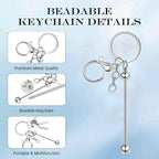 6Pcs Beadable Keychain Bars Blanks Bead Keychain Bar Metal Beaded Keychains - Image 3
