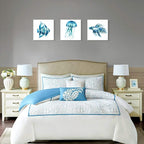 Sea Animal Blue Jellyfish Tropical Fish Canvas Wall Art Ocean Theme Seascape - Image 4