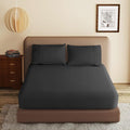 100% Egyptian Cotton Fitted Sheet Full Size Black, 600 Thread Count, 8-16" Deep by ZaizaiHome