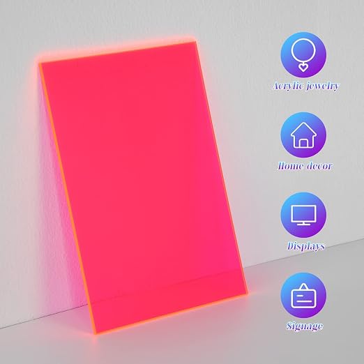 5 Pack Acrylic Sheet Pink Fluorescent Colored Translucent Sheets Easy to Cut - Image 4