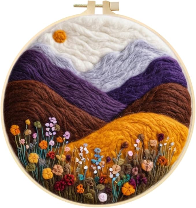 Eforcase Wool Felt Painting Needle Felting Kit, Flowers Landscape Tree Mountain by Eforcase