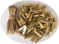 DurReus Small Wooden Clips Cute 1.5 Inch Clothespin Photo Paper DIY Craft Holder with Jute Twine Gold Pack 50