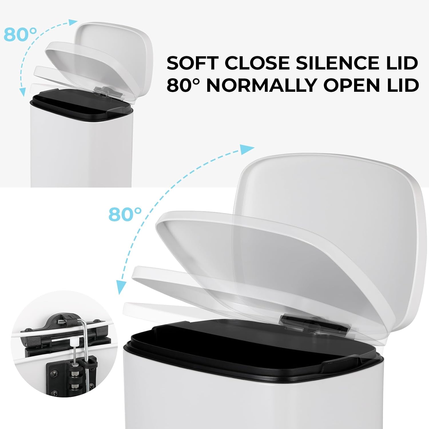 8 Gal Kitchen Trash Can, 30L Recycling or Garbage Bin, Brushed Stainless Steel Waste Basket, Soft&Quiet Close Dustbin, with Step-On Pedal, Removable Inner Bucket, for Home, Office, LIving Room