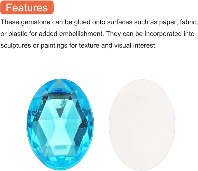 MECCANIXITY 50Pcs Acrylic Oval Gems 13x18 mm Flat Back Artificial Rhinestones - Image 4