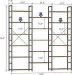NUMENN Triple Column 6 Tier Bookshelf, Bookcase - Image 2