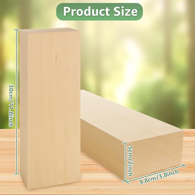 2 Pack Unfinished Basswood Carving Blocks, Christmas DIY Supplies - Image 2
