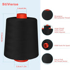 Black Sewing Thread, Serger Thread Cones 4 Pack, 40S/2-52000 Yards Black All - Image 2