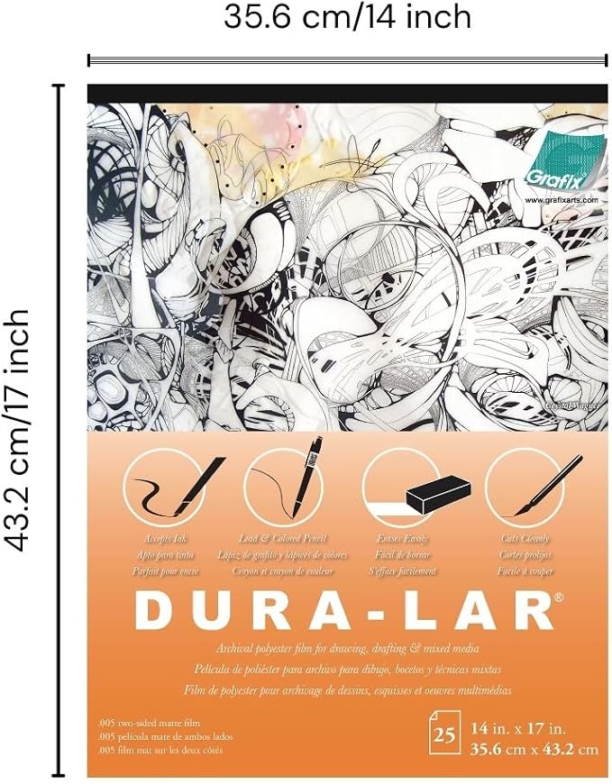 Grafix Dura-Lar 0.005" Film, Translucent 14"x17", Economical Alternative to - Image 2
