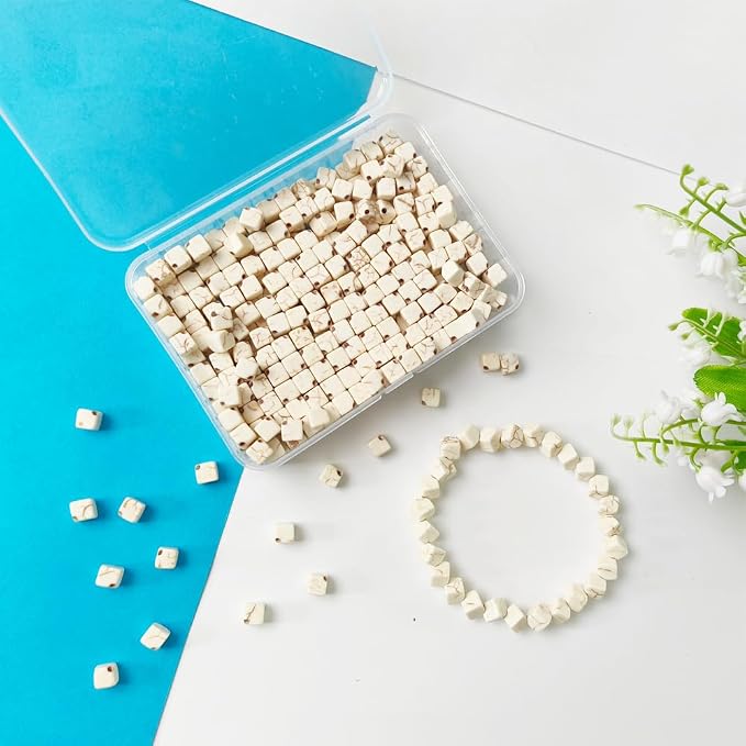 White Cube Space Beads for Jewelry Making 6mm 300pcs Natural Turquoise Stone - Image 5