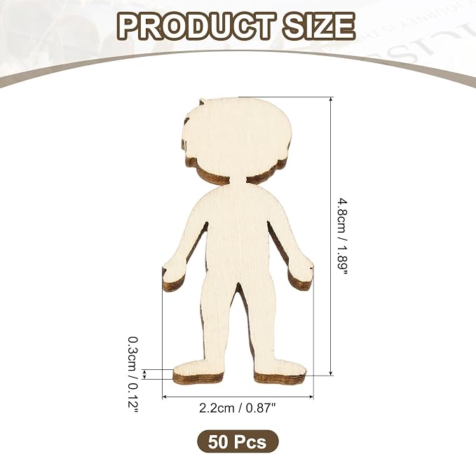 MECCANIXITY 50 Pcs Unfinished Wooden Person Cutouts 1.89 Inch People Figure - Image 2