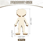 MECCANIXITY 50 Pcs Unfinished Wooden Person Cutouts 1.89 Inch People Figure - Image 2