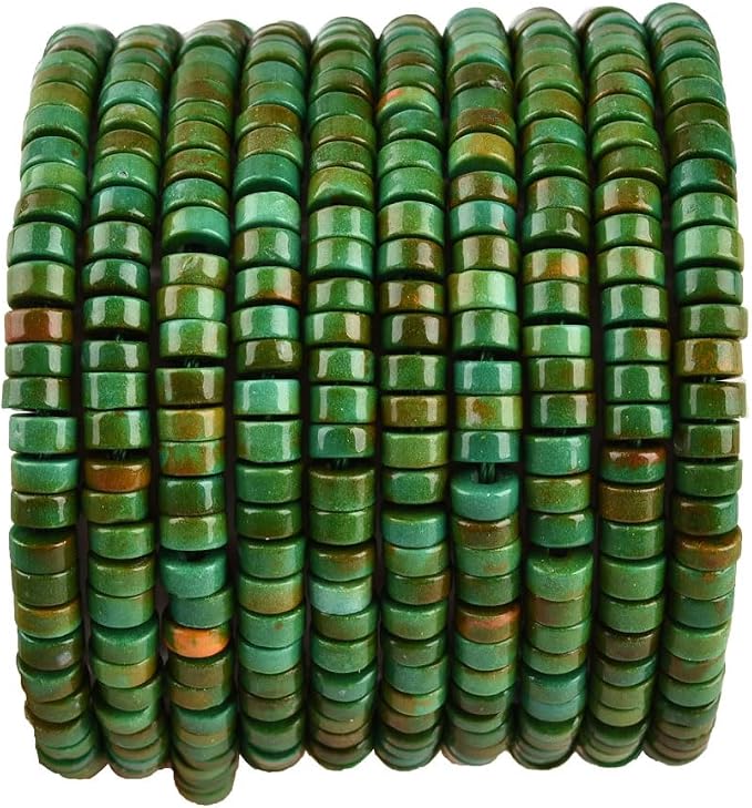170pcs 4x2mm Green Turquoise Heishi Disc Rondelle Spacer Natural Stone Semi - Image 6