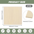 2 Pack Plywood Sheets, 17.1" x 17.1"x 0.15" Basswood Sheets | 4mm Basswood - Image 2