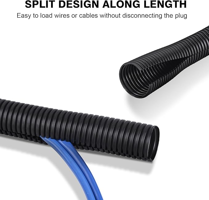 25ft - 3/4 inch Flame Retardant Split Wire Loom Tubing - Flexible Wire Covers - Image 2