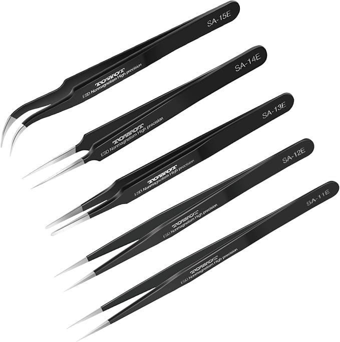 TOWOT 5 PCS Precision Tweezers Set, Premium Anti-static Stainless Steel by TOWOTPrecisionTool