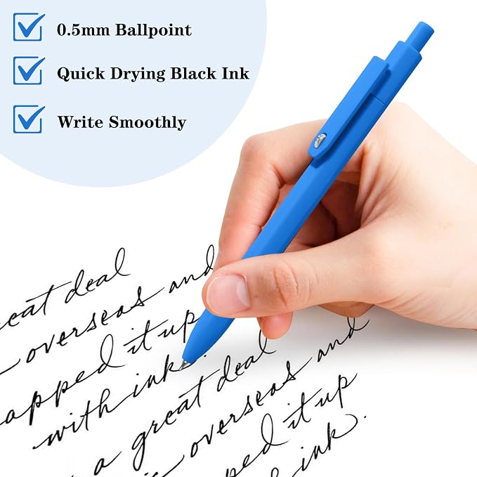 Piochoo Pens, 8 Pack Black Ink Gel Pens Ballpoint Smooth Writing Pens - Image 7