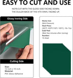 FUNKAKA Green HTV Heat Transfer Vinyl Bundle, 10 Sheets Sticky HTV Vinyl - Image 2
