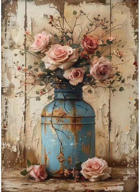 OJTOYART Paint by Numbers Kit for Adults, Rose Vase Painting by Numbers for by Unknown