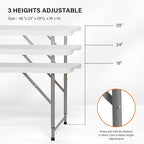 VINGLI 4 FT Plastic Folding Camping Table, 3-Level Adjustable Height, Portable - Image 4