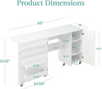 Best Choice Products Large Folding Sewing Table, Caster Wheels, Storage Shelves - Image 2