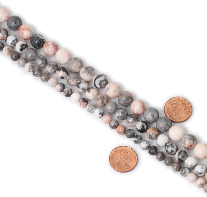 45PCS 8mm Natural Pink Zebra Jasper Round Loose Beads - Image 6