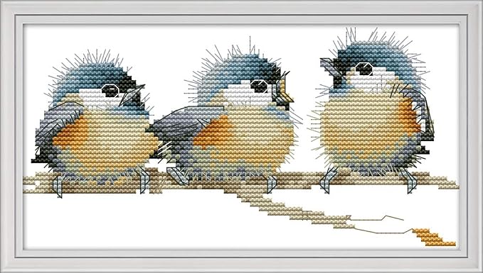 Cross Stitch Kits, Three Birds Awesocrafts Easy Patterns Cross Stitching by Awesocrafts