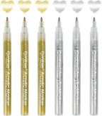 Grabie Gold&Silver Extra Fine Tip Acrylic Paint Marker Set, 6 Pack Gold Paint - Image 5