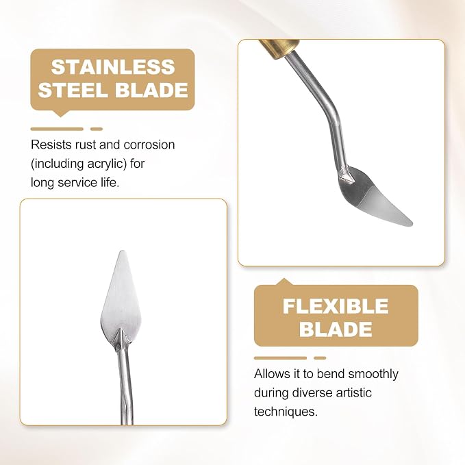 HARFINGTON Palette Knife Painting Tool 1.73" x 0.63" Stainless Steel Teardrop - Image 4