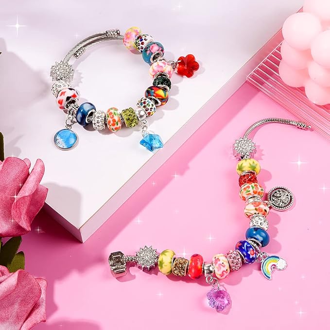 120 Pieces Assorted European Craft Beads Large Hole Lampwork Spacer Beads - Image 6