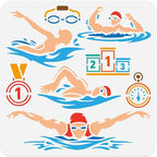 11.8"x11.8" Swimmer Swimming Wall Stencil Templates, Water Sports Reusable by Doodlream
