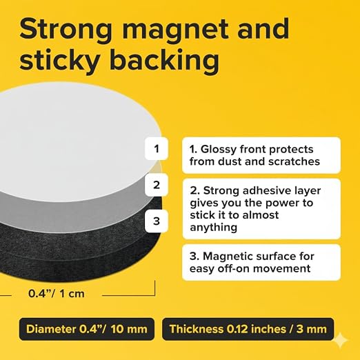 Peel-&-Stick Flexible Adhesive Magnets – 250 pcs Magnetic Dots - Image 2