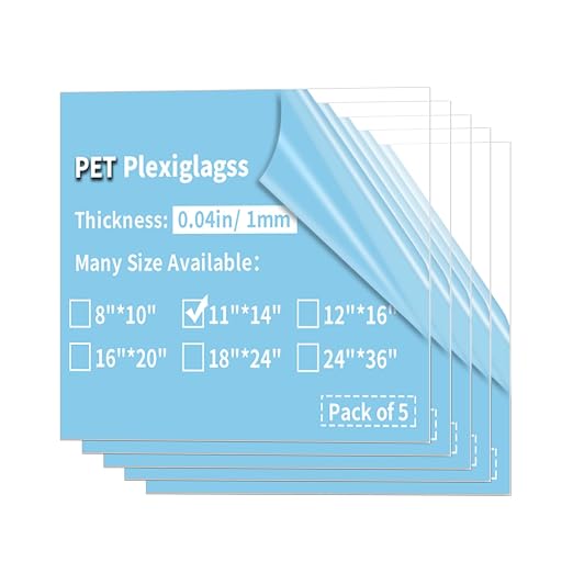 5 Pack 11x14"" PET Sheets 0.04"" Thick PET Plexiglass Sheets Panels by gdhwcxl