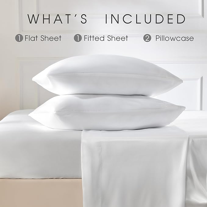FreshCulture Satin Sheets Queen Size Bed Set- 4 Piece Luxury Soft Silky Queen - Image 3