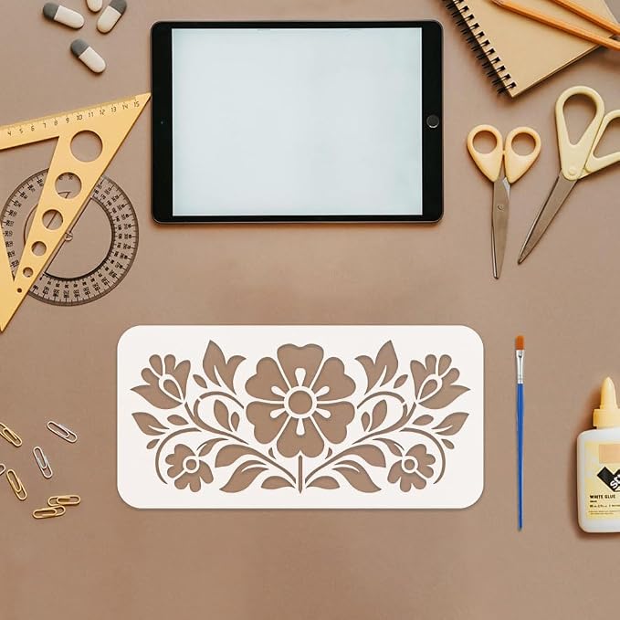 FINGERINSPIRE 9 Styles Folk Art Border Pattern Stencils - Image 3