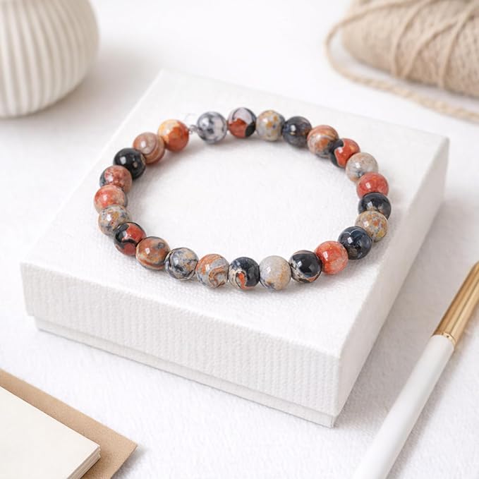 35pcs Round Loose Red Fire Agate Beads - Image 4