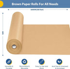 18"x3600" Brown Craft Paper Roll, Bulletin Board Banner Construction Kraft Paper - Image 2