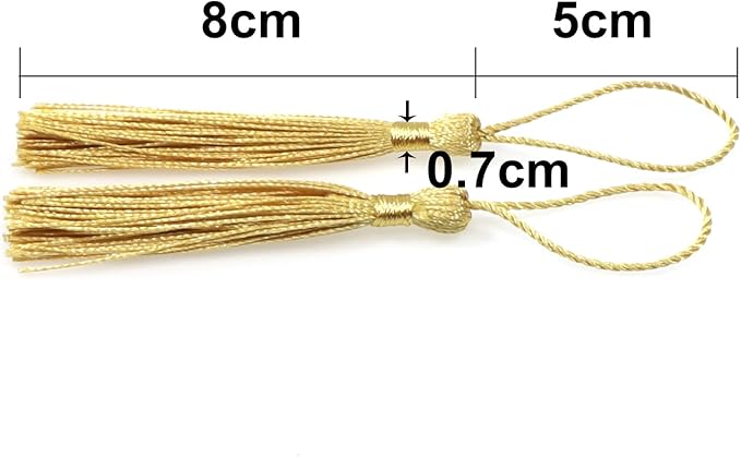 VAPKER 100 Pieces Light Gold 13cm/5-Inch Silky Handmade Soft Tassels Floss - Image 3