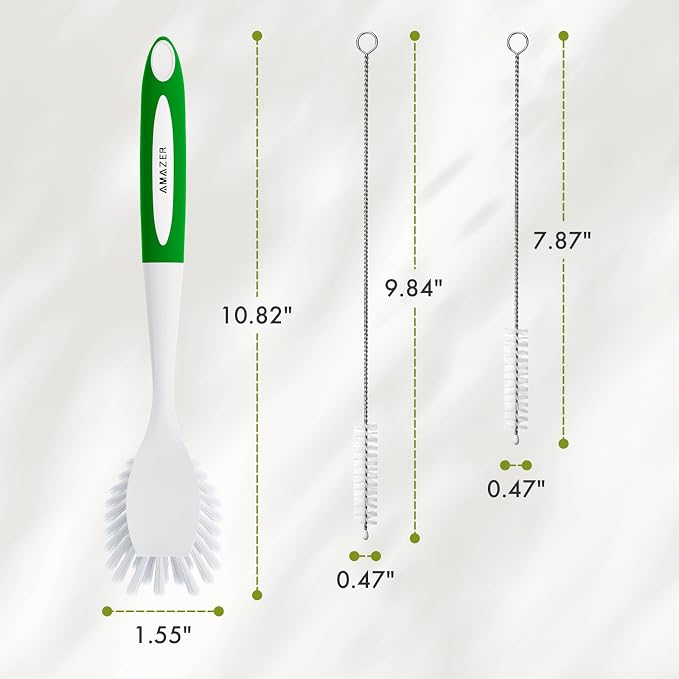 Amazer 4 Pack Dish Brush with Handle, Kitchen Scrub Brushes - Image 4
