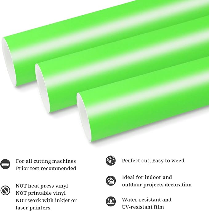 TECKWRAP Permanent Adhesive Vinyl 12" x 10ft, Matte Neon Green - Image 2