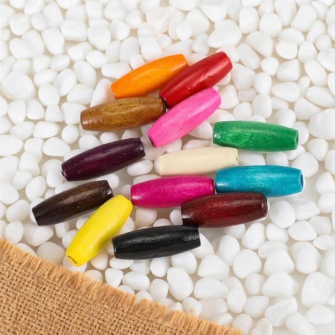 400Pcs Large Hole Wood Beads, BetterJonny Assorted Color Wooden Beads Hair - Image 4