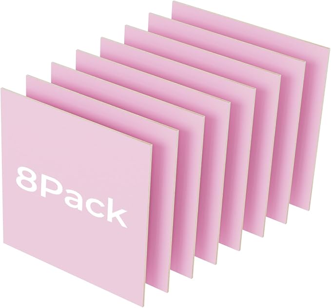 8 Pack Pink Basswood for Laser Cutting, for Laser Engraving, DIY Craft Wood & by Creatorally