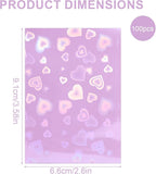 100pcs Holographic Colors Card Sleeves, 3.58x2.6in/91x66mm Colored Heart-Shaped - Image 2