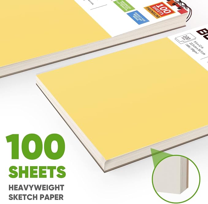 Soucolor 9x12 Spiral Sketch Book, 100 Sheets, Acid-Free Drawing Pad - Image 5