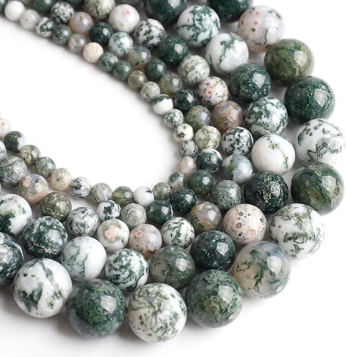 60pcs Round Loose Tree Agate Beads by Yochus