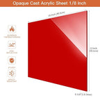 Red Acrylic Sheet 12" x 16" x 1/8" Thick, ALCCIFI 2 Pack Opaque Glossy Cast Red - Image 3